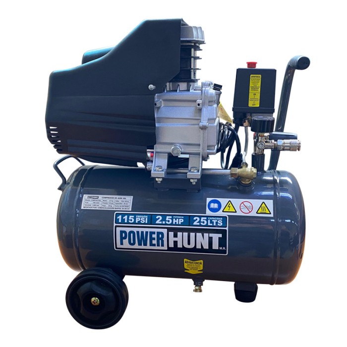 Compresor PowerHunt con motor eléctrico 110v 2.5 HP Tanque de 25 litros
